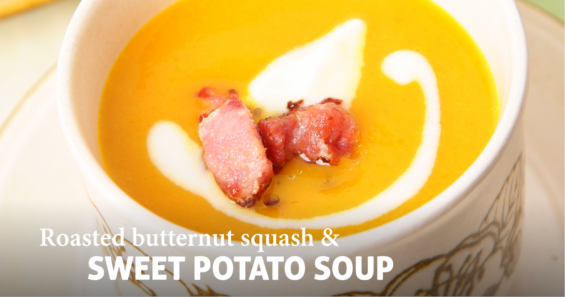 Roasted butternut squash & sweet potato soup